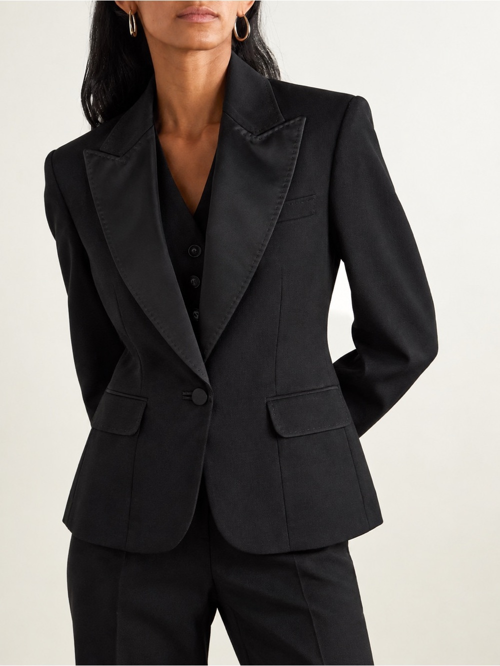 Stella McCartney x H&M 100% WOOL Satin Breast Single Button Blazer XS 36 lined